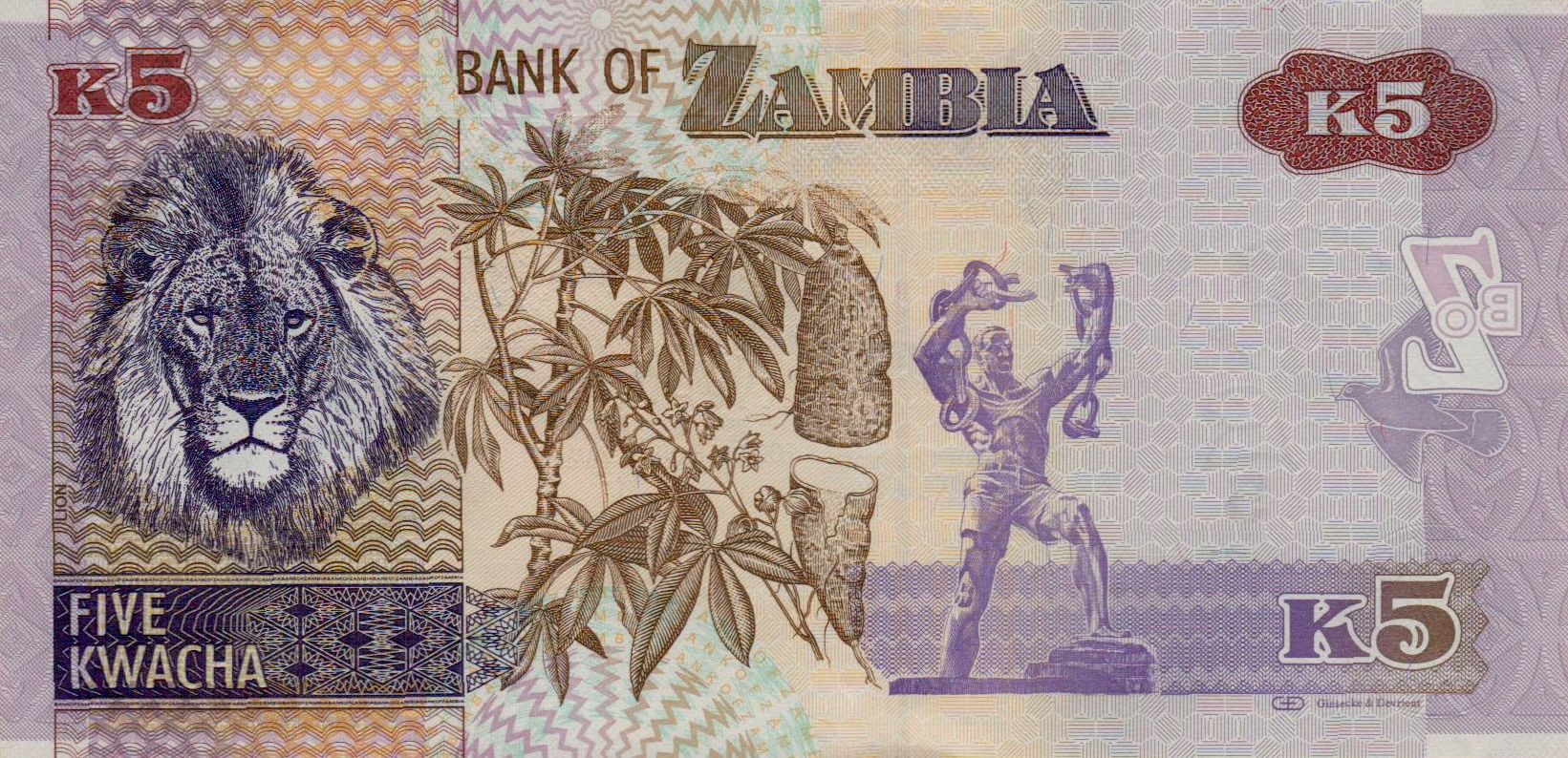 Zambia 5 2012 UNC P-50/a